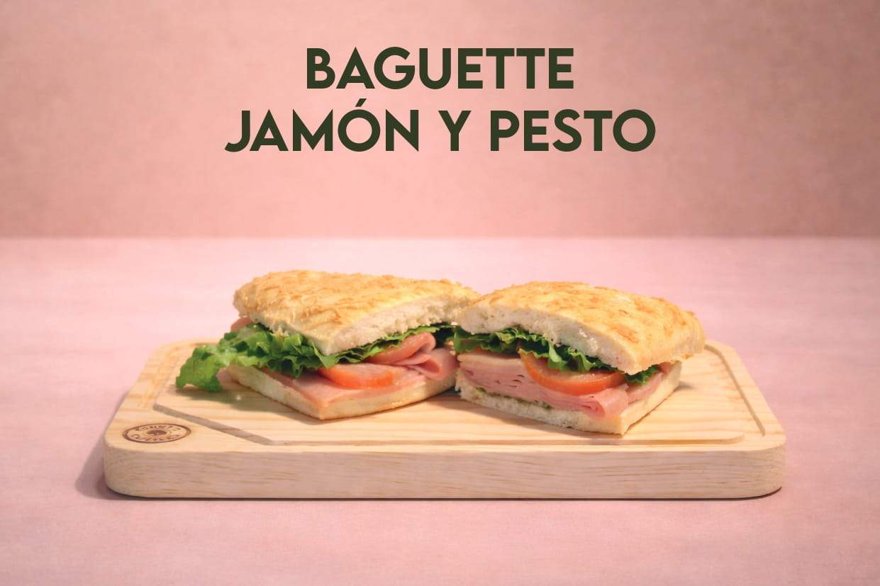 Baguette jamon y pesto